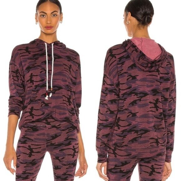 NWT Sundry Camo Boyfriend Hoodie in‎ Plum 0 XS - Picture 1 of 11